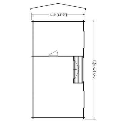 Shire Elveden 13' 8" x 25' 10" Reverse Apex Log Cabin - Premium 44mm Cladding Tongue & Groove with Assembly