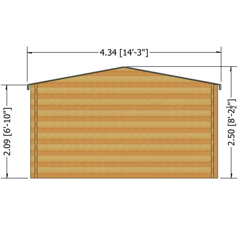 Shire Elveden 13' 8" x 25' 10" Reverse Apex Log Cabin - Premium 44mm Cladding Tongue & Groove with Assembly