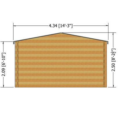 Shire Elveden 13' 8" x 25' 10" Reverse Apex Log Cabin - Premium 44mm Cladding Tongue & Groove with Assembly