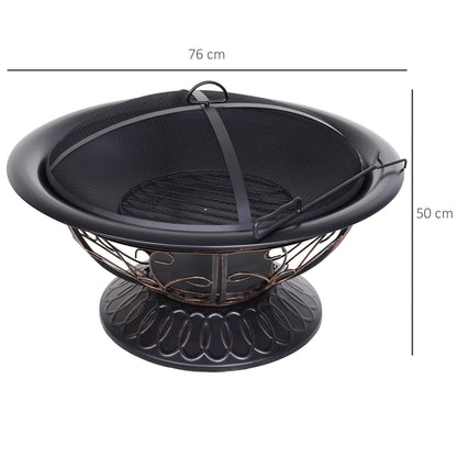 Steel Lift-Top Screen Firepit Black