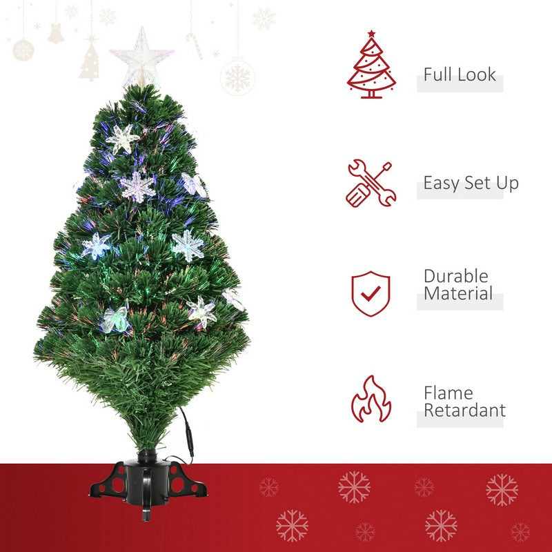 3FT Prelit Artificial Christmas Tree Fiber Optic LED Light Holiday Home Xmas Decoration Tree with Foldable Feet