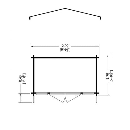 Shire Epping 9' 9" x 5' 10" Apex Log Cabin - Premium 34mm Cladding Tongue & Groove