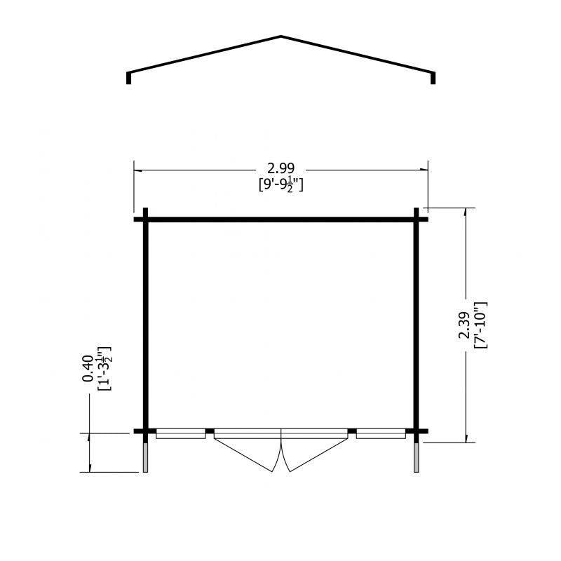Shire Epping 9' 9" x 7' 10" Apex Log Cabin - Premium 34mm Cladding Tongue & Groove