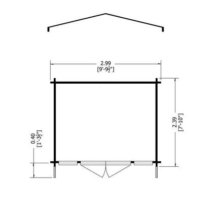 Shire Epping 9' 9" x 7' 10" Apex Log Cabin - Premium 70mm Cladding Tongue & Groove