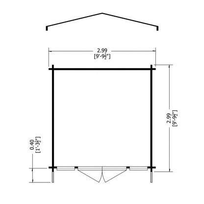 Shire Epping 9' 9" x 9' 9" Apex Log Cabin - Premium 34mm Cladding Tongue & Groove