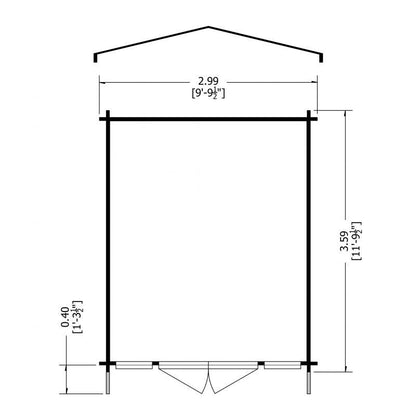 Shire Epping 9' 9" x 11' 9" Apex Log Cabin - Premium 70mm Cladding Tongue & Groove