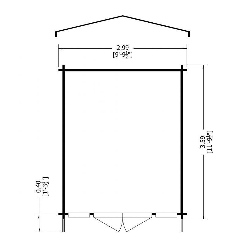 Shire Epping 9' 9" x 11' 9" Apex Log Cabin - Premium 44mm Cladding Tongue & Groove