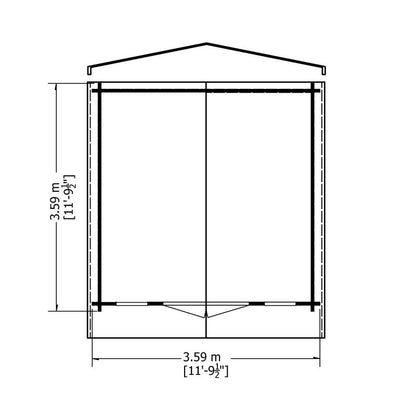 Shire Epping 11' 9" x 11' 9" Apex Log Cabin - Premium 70mm Cladding Tongue & Groove