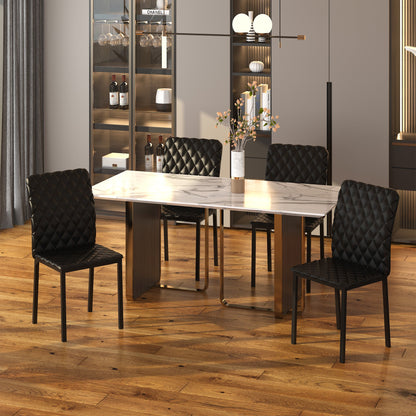 Modern Dining Chairs Upholstered Faux Leather Accent Chairs with Metal Legs for Kitchen