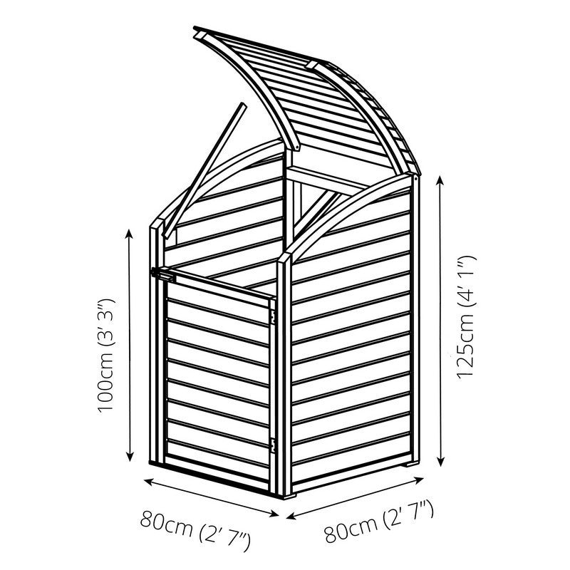 Mercia 2' 7" x 2' 7" Curved Bin Store - Premium Pressure Treated Slatted