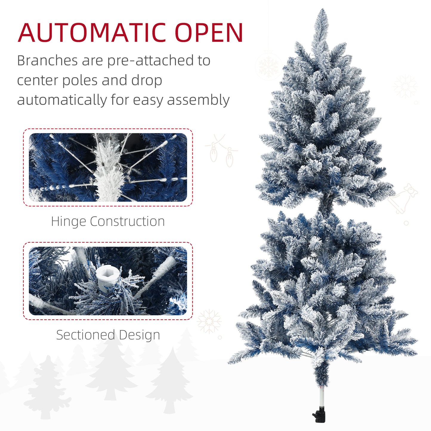 5ft Christmas Tree Artificial - White Frosted Green  450 Tips