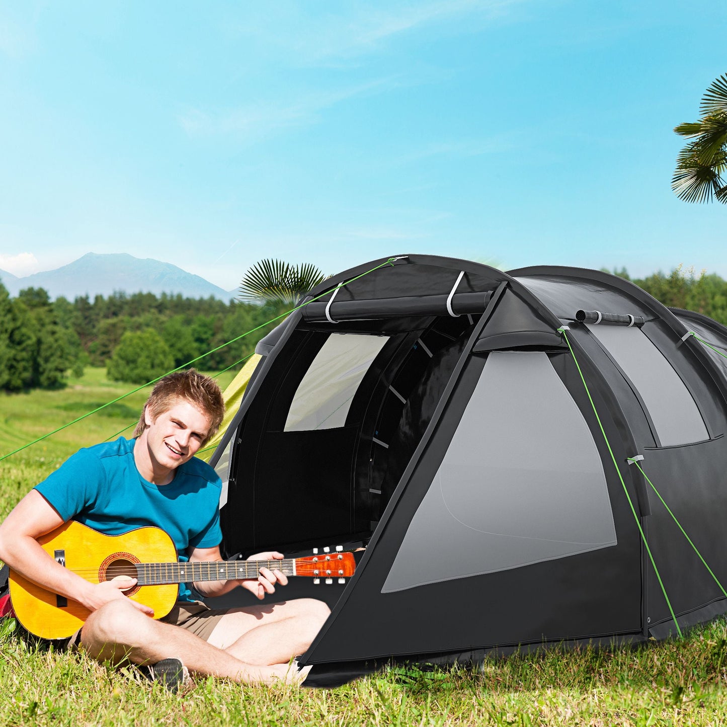 Outsunny 3-4 Man Tunnel Tent