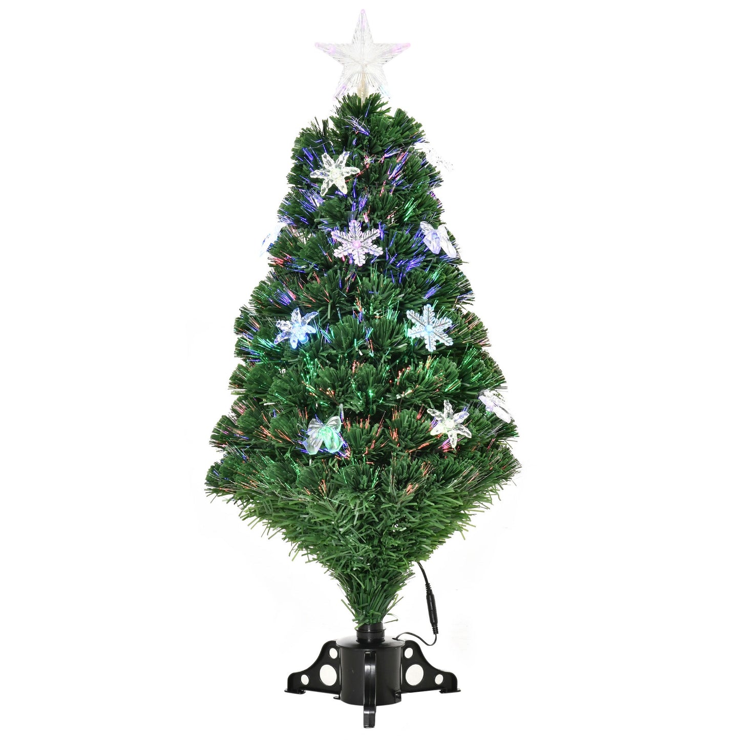 3FT Prelit Artificial Christmas Tree Fiber Optic LED Light Holiday Home Xmas Decoration Tree with Foldable Feet