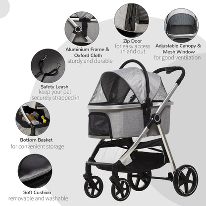 PawHut 3 in 1 One-Click Foldable Pet Stroller