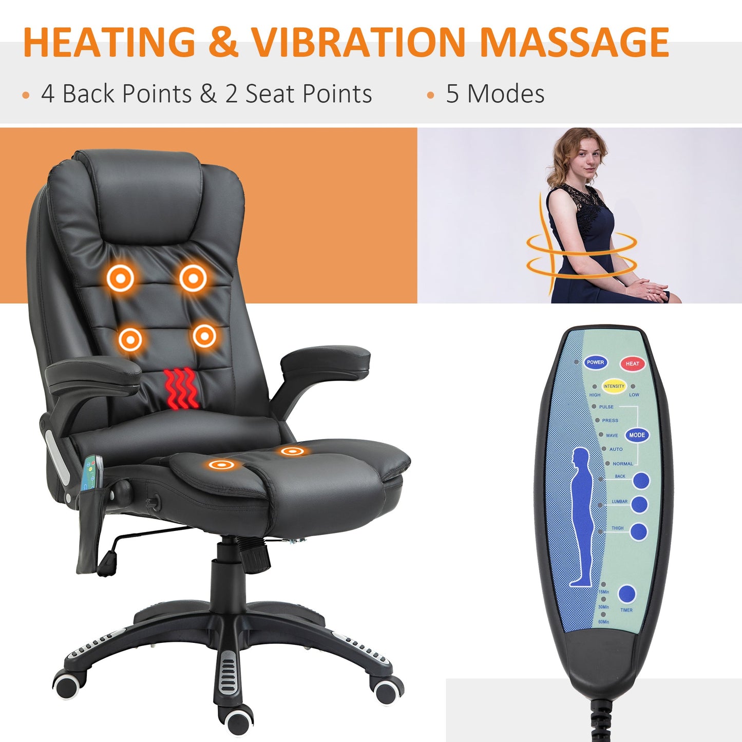 Homcom Executive Office Chair With Massage And Heat