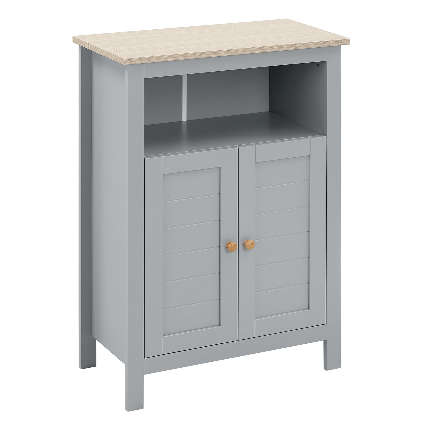 Retro Floor Cabinet Two Door With Shelf Grey by Kleankin