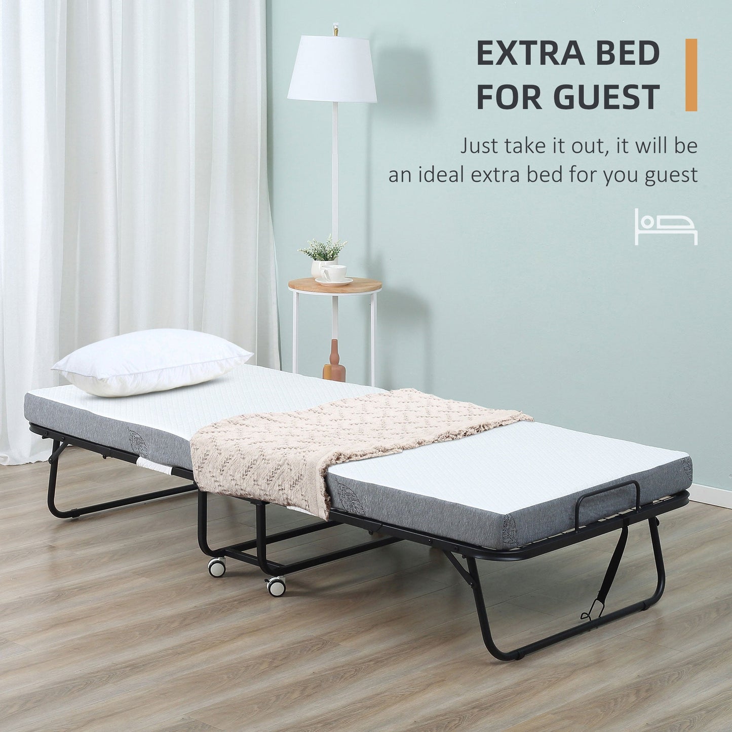 Homcom Folding Bed with 10cm Mattress