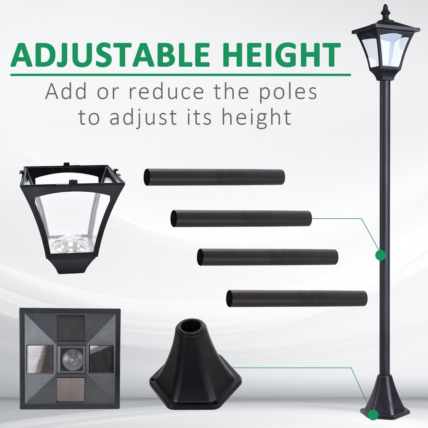 Outdoor Garden Solar Post Lamp Sensor Dimmable LED Lantern Bollard Pathway 1.2M Tall – Black