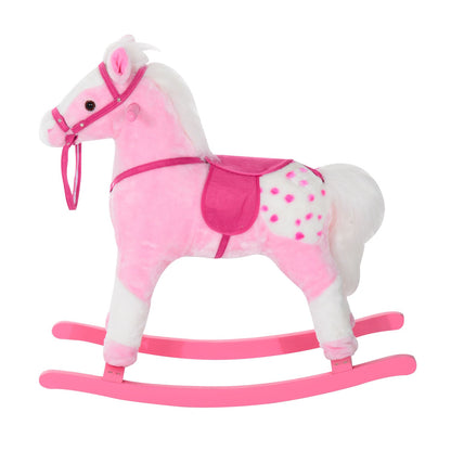 Children Child Kids Plush Rocking Horse with Sound Handle Grip Traditional Toy Fun Gift Pink