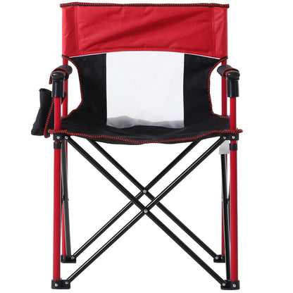 Folding Fishing Camping Chair Portable Picnic Armchair Director Seat Oxford Metal Frame with Cup Holder