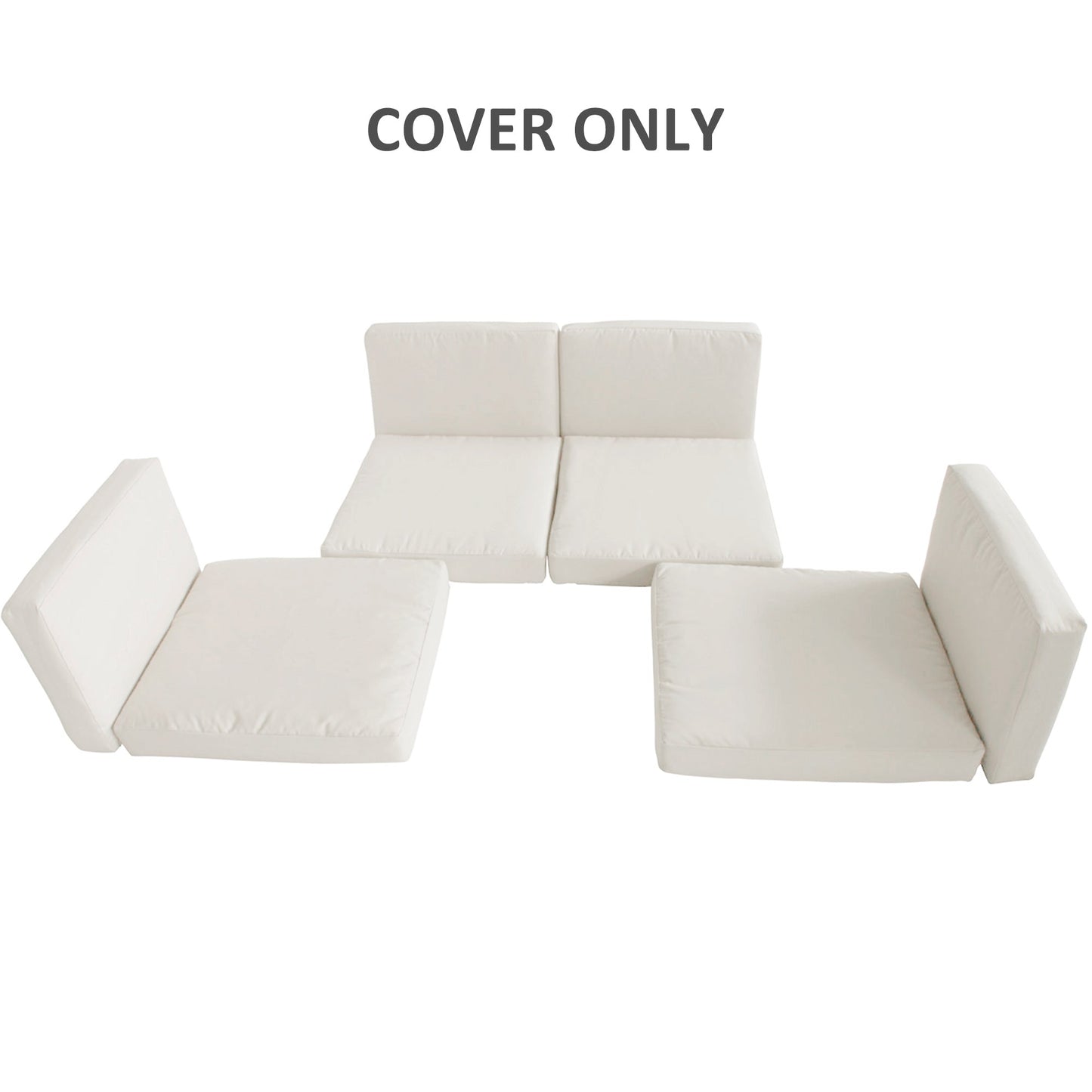 Replacement Cushion Cover Garden Rattan Patio Furniture Seat Cover Polyester Outdoor Cream White- No Cushion Included