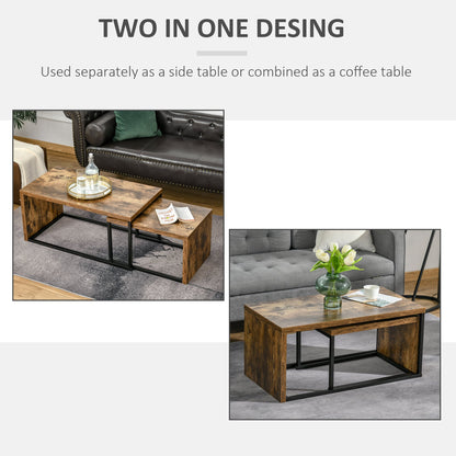 Homcom Set Of 2 Coffee Tables Industrial Style Tea Table