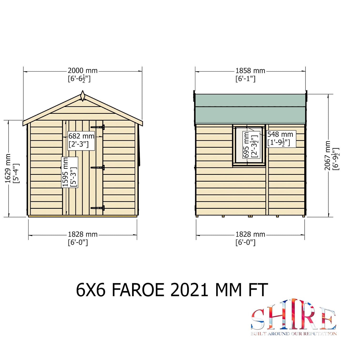 Shire Faroe 6' 3" x 6' Apex Shed - Premium Dip Treated Shiplap