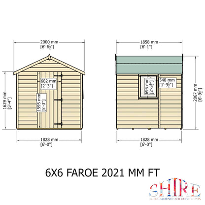 Shire Faroe 6' 3" x 6' Apex Shed - Premium Dip Treated Shiplap