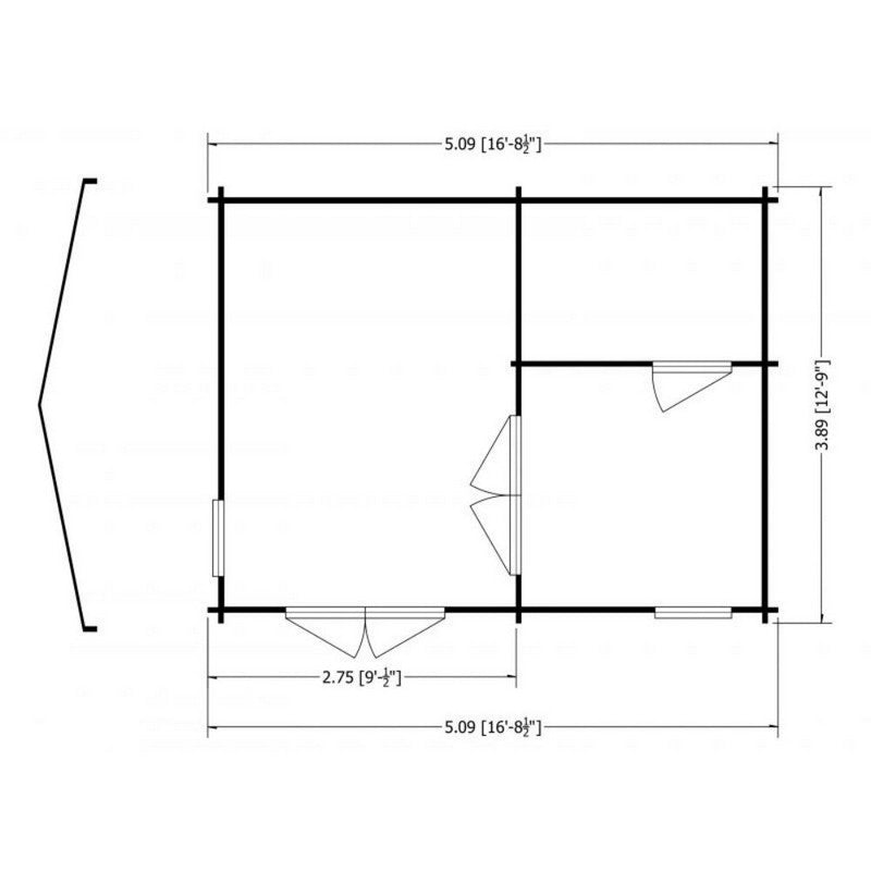 Shire Firestone 12' 8" x 17' 3" Reverse Apex Log Cabin - Premium 70mm Cladding Tongue & Groove