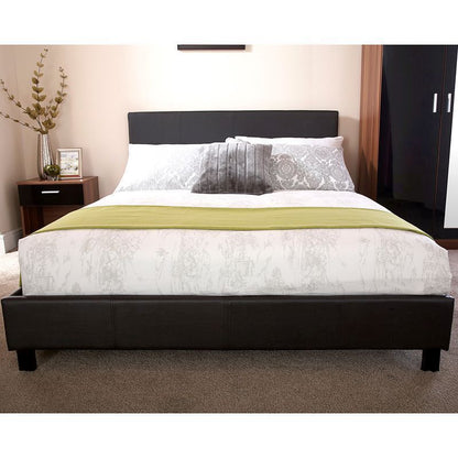 Bugi Double Bed Faux Leather Black 4 x 7ft