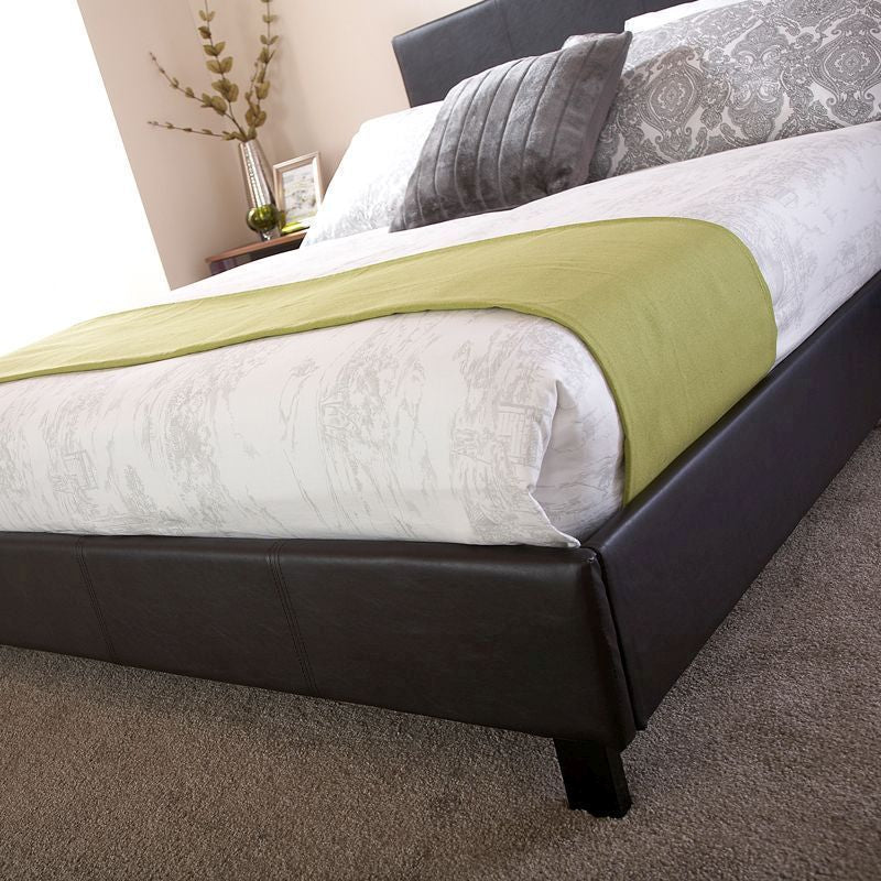 Bugi Double Bed Faux Leather Black 4 x 7ft