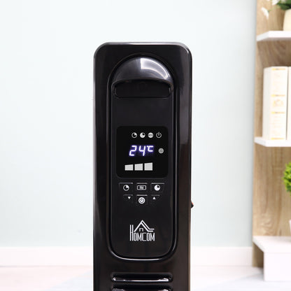 2720W Digital Display Oil Filled Radiator 11Fin Portable Electric Heater w/ Built-in Timer Three Heat settings Safety switch Remote Control - Black