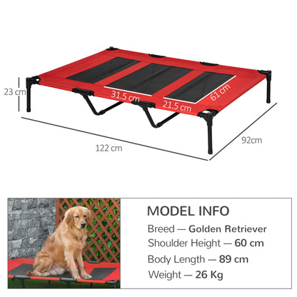 Pawhut Raised Dog Bed Cooling Elevated Pet Cot With Breathable Mesh For Indoor Outdoor Use Red