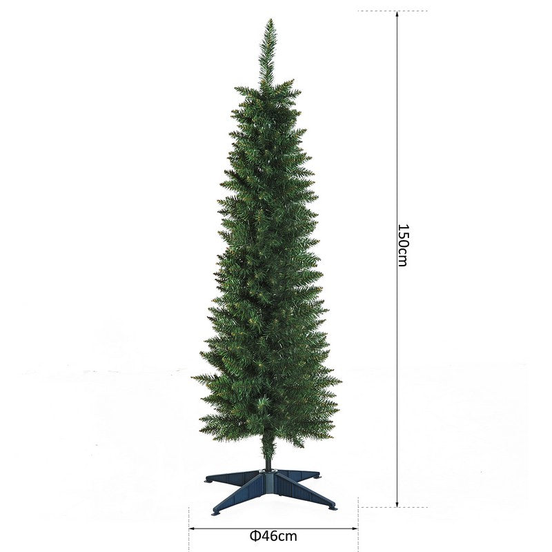 5FT Artificial Pine Pencil Slim Tall Christmas Tree with 294 Branch Tips Xmas Holiday Décor with Stand Green