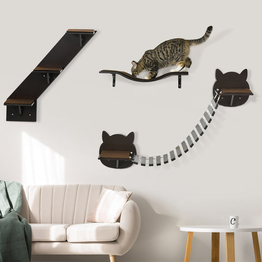 PawHut 3-Piece Wall-mounted Cats Shelves