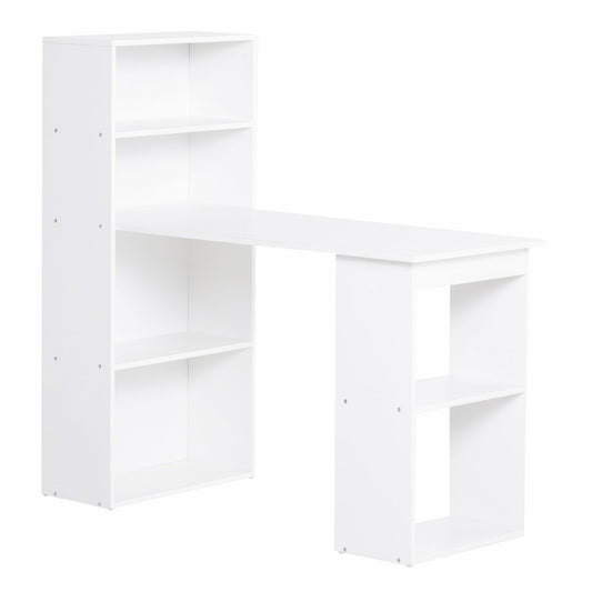 120cm Modern Computer Desk Bookshelf Study Table Workstation PC Laptop Writing Home Office 6 Shelves White