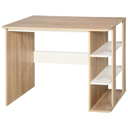 Office Desk w/ 3-Tier Display Shelf Storage - Wood effect