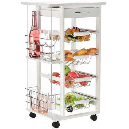 Medium-density fibreboard Multifunction Kitchen Island Trolley White