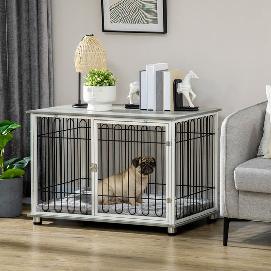 PawHut Dog Crate Furniture Side End Table with Soft Washable Cushion