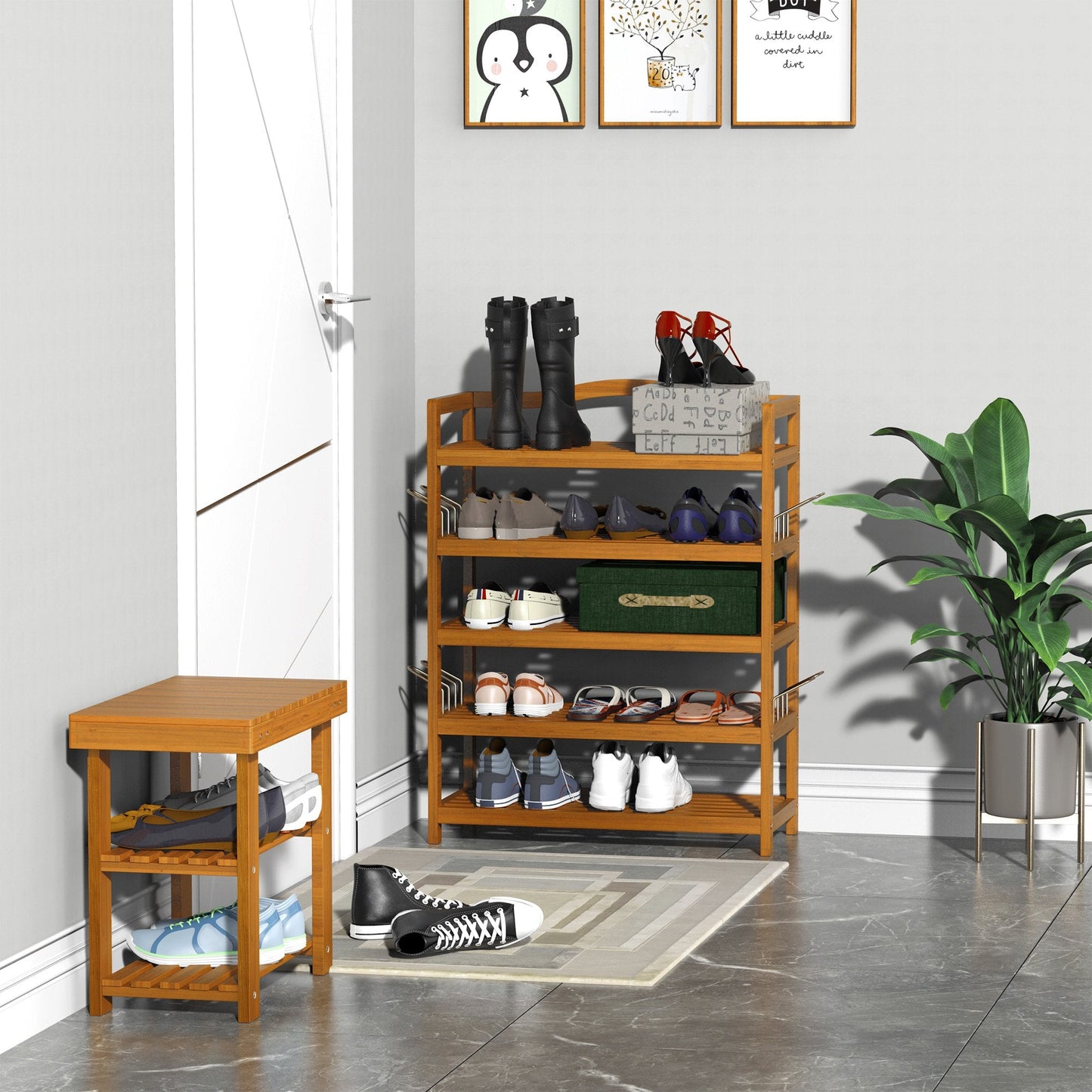 Wooden Five-Shelf Shoe Rack