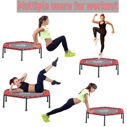 Mini Hexagon Steel Frame Trampoline with Anti-slip Rubber Pads Red