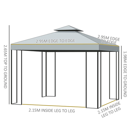 3 x 3M Metal Gazebo Garden Marquee Patio Tent Pavilion Canopy Sun Shade Shelter