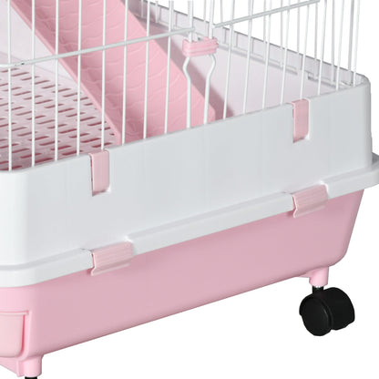 6 Tier Small Animal Cage White & Pink by Pawhut