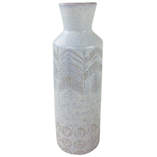 Vase Stoneware White with Herringbone Pattern - 44cm