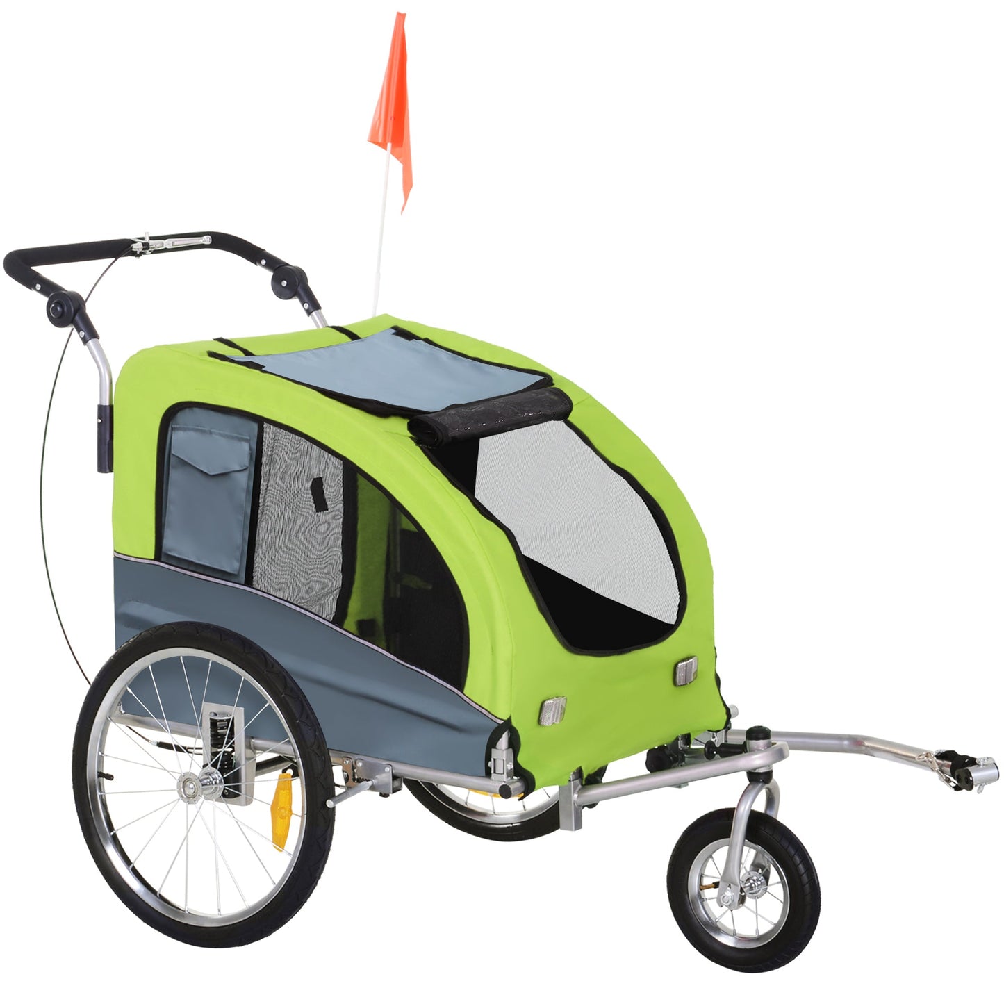 PawHut Steel Pet Bicycle Trailer 360 Rotatable 3 Wheel Carrier Green