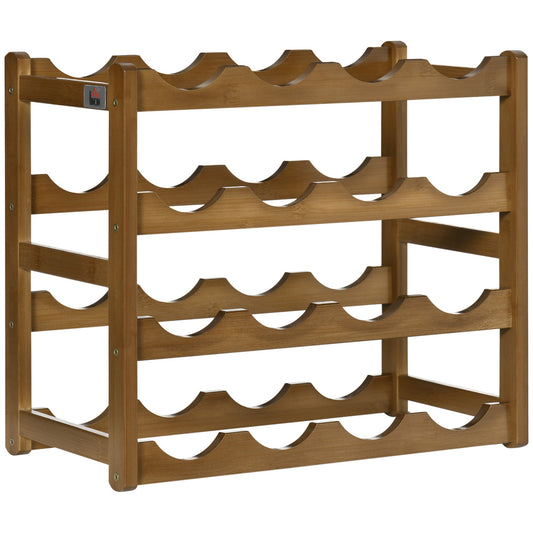 Free Standing Bamboo Wine Rack with 16 Bottles Holder