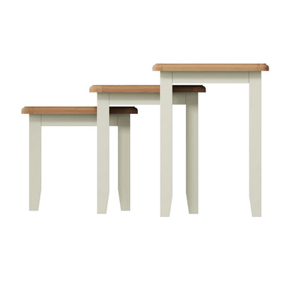 Ava Oak Nest of 3 Tables White