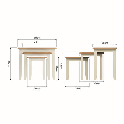 Ava Oak Nest of 3 Tables White