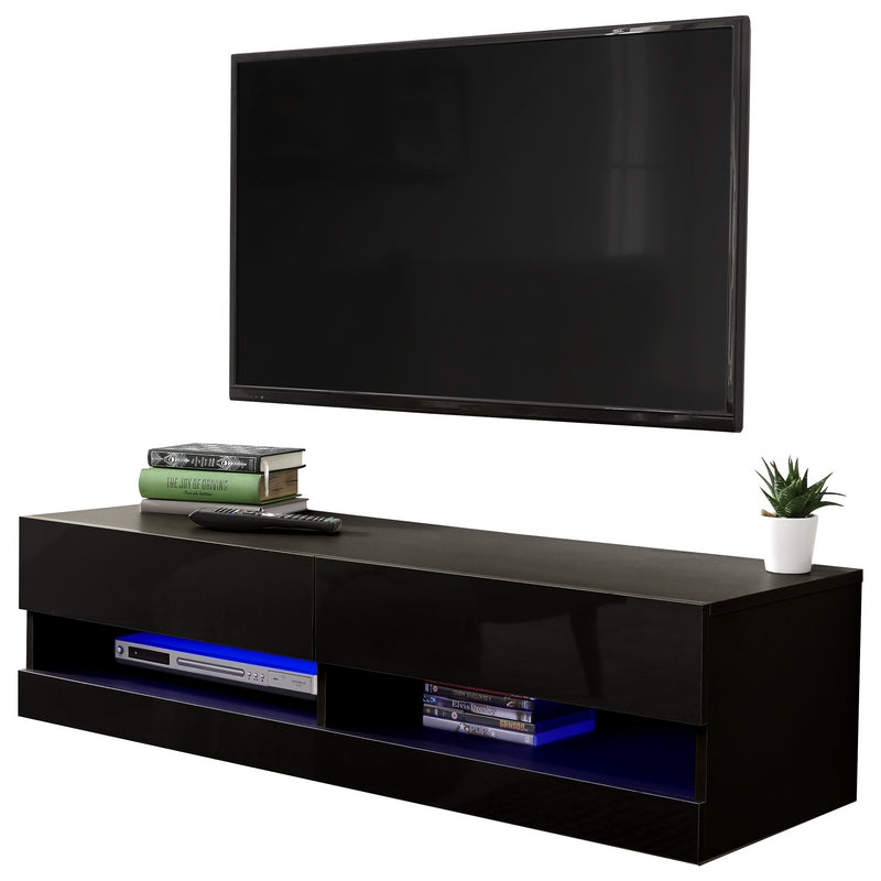 Galicia TV Unit Black 2 Shelves