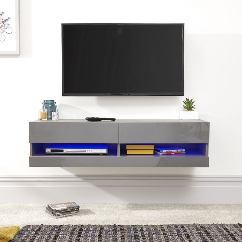 Galicia TV Unit Light Grey 2 Shelves